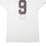 RUSSELL ATHLETIC Mens White Wea Ridge Number 9 Graphic T-Shirt L V-Neck Short