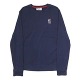 FILA Mens Navy Blue Cotton Crew Neck Sweatshirt M Classic Logo Pullover