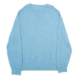 TOMMY HILFIGER Mens Blue Plain Cotton V-Neck Basic Knit 2XL Jumper