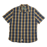 WOOLRICH Mens Blue & Yellow Check Shirt XL Casual Cotton Short Sleeve