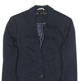 ZARA BASIC Womens Navy Blue Casual Jacket M Cotton Blend Button Plain Tailored