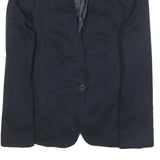 ZARA BASIC Womens Navy Blue Casual Jacket M Cotton Blend Button Plain Tailored