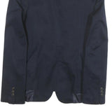 ZARA BASIC Womens Navy Blue Casual Jacket M Cotton Blend Button Plain Tailored