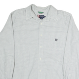 CHAPS Mens White & Green Checked Shirt L Cotton Casual Long Sleeve Classic