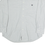 CHAPS Mens White & Green Checked Shirt L Cotton Casual Long Sleeve Classic
