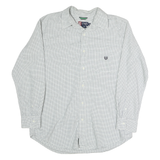 CHAPS Mens White & Green Checked Shirt L Cotton Casual Long Sleeve Classic