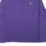 POLO RALPH LAUREN Mens Purple Jumper Plain 1/4 Zip Cotton Blend L Casual