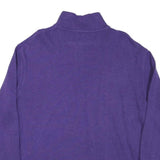 POLO RALPH LAUREN Mens Purple Jumper Plain 1/4 Zip Cotton Blend L Casual