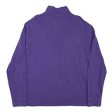 POLO RALPH LAUREN Mens Purple Jumper Plain 1/4 Zip Cotton Blend L Casual