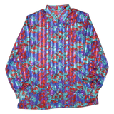 Womens Blue Red Purple Printed Shirt Long Sleeve Collared Polyester L
