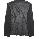 DESIGUAL Mens Black & Grey Hooded Zip Cotton Blend Jacket XL Mixed Fabric Casual