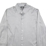 BOSS HUGO BOSS Mens Grey Cotton Shirt M Formal Long Sleeve Button Collar