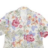 ALFRED DUNNER Womens White & Floral Linen Blend Shirt S Summer Casual Button Up