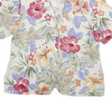 ALFRED DUNNER Womens White & Floral Linen Blend Shirt S Summer Casual Button Up
