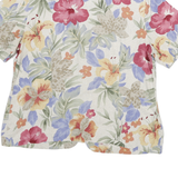 ALFRED DUNNER Womens White & Floral Linen Blend Shirt S Summer Casual Button Up