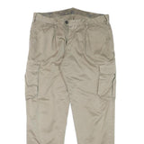 MATHS Mens Cotton Blend Beige Relaxed Cargo Trousers W36 L32 Zip Pockets