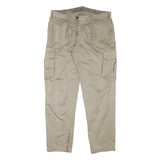 MATHS Mens Cotton Blend Beige Relaxed Cargo Trousers W36 L32 Zip Pockets
