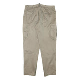 MATHS Mens Cotton Blend Beige Relaxed Cargo Trousers W36 L32 Zip Pockets