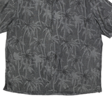 TASSO ELLA ISLAND Mens Black Silk Blend Shirt L Palm Tree Print Summer