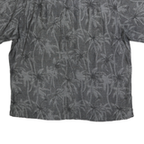 TASSO ELLA ISLAND Mens Black Silk Blend Shirt L Palm Tree Print Summer