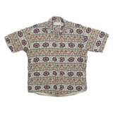 CROSSINGS Mens Beige Pattern Cotton Blend Short Sleeve Shirt M Summer Casual