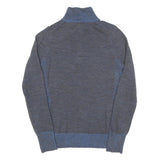 PATAGONIA Womens Grey & Blue Plain Wool Pullover Jumper Half Zip M Comfortable
