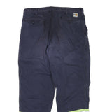 CARHARTT Mens Cotton Blend Navy Blue Reflective Regular Straight Trousers W38