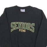 HANES Mens Black Seniors & Green Print Crew Neck Sweatshirt S Cotton Blend