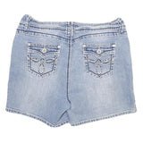 ROZ AND ALI Womens Shorts Blue Casual L W30 Embroidered Pocket Detail
