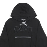 CALVIN KLEIN Womens Black Hoodie M Cotton Pullover Logo Zipped Pocket
