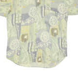 CLASSIC LINE Mens Green & Grey Abstract Rayon Short Sleeve Shirt L Summer Casual