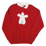SUN BELT Mens Red & White Angel Applique Crew Neck XL Sweatshirt Cotton Blend