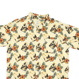 MORRO BAY Mens Cream Hawaiian Shirt L Floral Print Casual Viscose