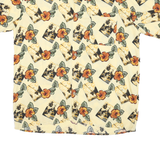 MORRO BAY Mens Cream Hawaiian Shirt L Floral Print Casual Viscose