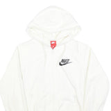 NIKE Mens White Lightweight Zip Jacket S Polyester Hooded Plain Casual Sports