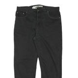 GO WEST Mens Regular Black Denim Jeans W35 L29 Cotton Blend Zip Pocket