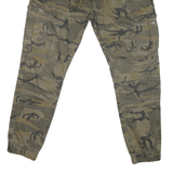 FSBN Mens Cotton Blend Green Camouflage Regular Fit Cargo Trousers W38 L28