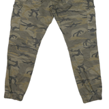 FSBN Mens Cotton Blend Green Camouflage Regular Fit Cargo Trousers W38 L28