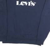 LEVI'S Mens Navy Blue Sweatshirt Crew Neck S Cotton Logo Pullover Comfortable