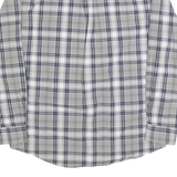 TOMMY HILFIGER Mens Beige & Blue Classic Fit L Plaid Cotton Blend Shirt Long