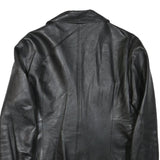 JOI Womens Black Leather Jacket M Button Classic Plain Stylish Outerwear