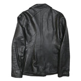 JOI Womens Black Leather Jacket M Button Classic Plain Stylish Outerwear