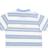 JANTZEN Mens White & Light Blue Striped Short Sleeve Polo Shirt L Casual Cotton