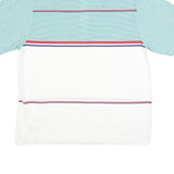 PAOLO CONILI Mens White & Green Striped Short Sleeve Polo Shirt L Cotton Blend