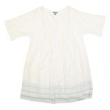 GAP Womens White Shift Cotton Blend Dress UK 10 Stripe Hem Casual