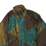 BOCOO Mens Green & Brown Jacket M Polyester Blend Colourblock Zip Casual Retro