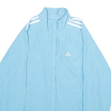 ADIDAS Womens Blue Sports Track Jacket UK 14 Polyester Zip Athletic Fit