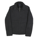 TOMMY HILFIGER Mens Black Wool Blend Jacket S Zip Up Classic Outerwear