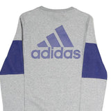 ADIDAS Womens Grey & Blue Crew Neck L Sweatshirt Cotton Blend Casual Sportswear