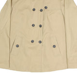 ZARA Womens Beige Button Jacket M Polyester Blend Plain Stylish Casual